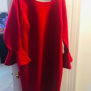 Red shift dress with v lace back